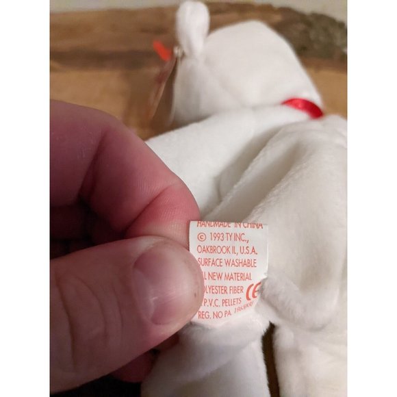 Ty 4058 Valentino Bear Beanie Baby 1993/1994; Errors, PVC, Brown Nose - Picture 11 of 11